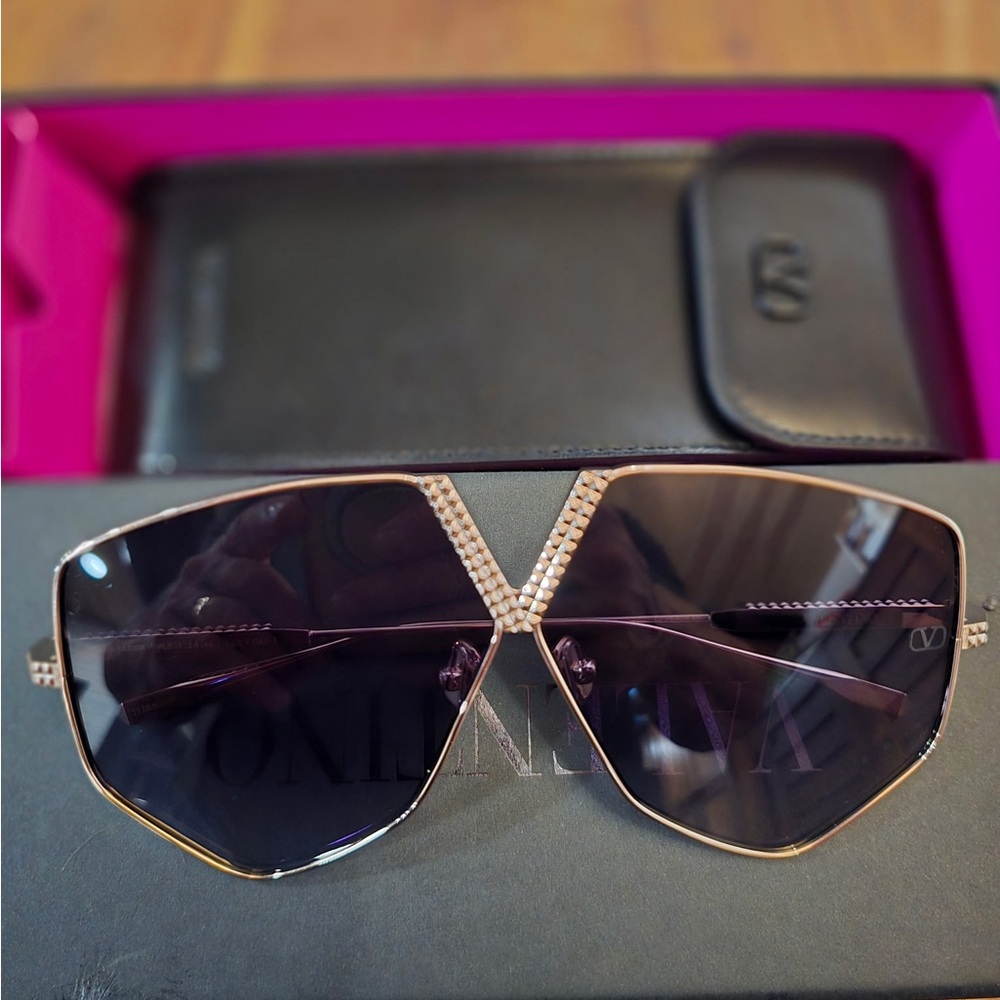 Valentino Gold Sunglasses with Dark Lenses